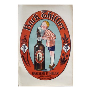 1926 French Beer Advertisement, Bock Tillier Brasserie P. Thillier - Bachollet Regular Price For Sale