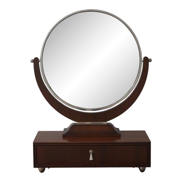 Art Deco Style Walnut & Chrome Dressing Mirror For Sale