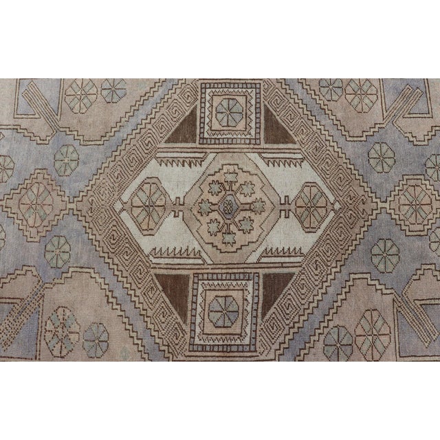 Vintage Turkish Oushak Rug in Pale Lavender, Taupe, and Cream With Medallion 4'3 X 6'8 For Sale - Image 9 of 11