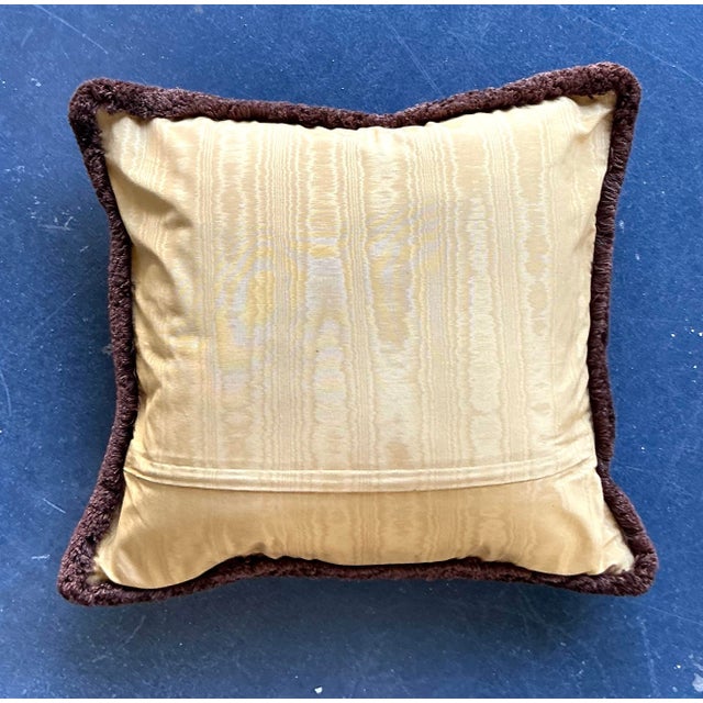 Vintage Regency Scalamandre “Le Tigre” Velvet Throw Pillow With Caterpillar Fringe For Sale - Image 12 of 12