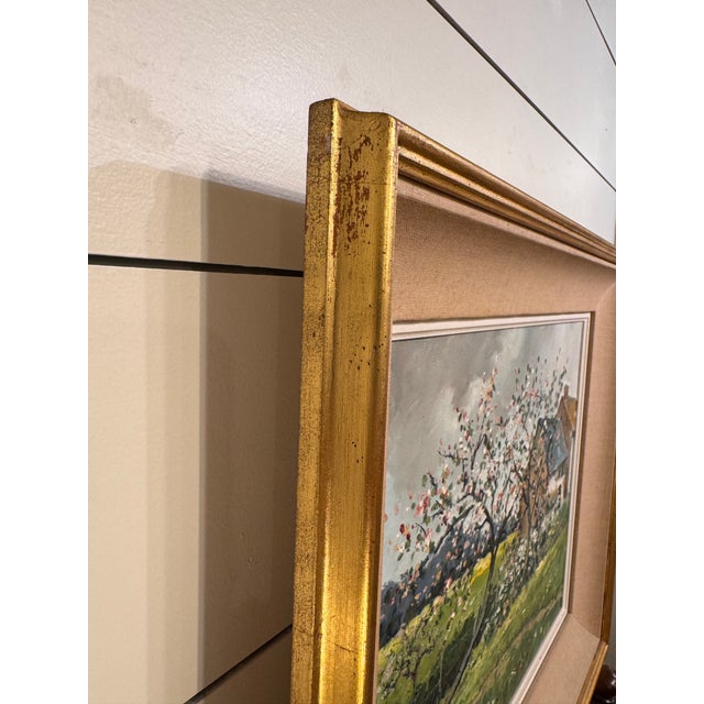 Green 20th Century Oil on Canvas "Apple Blossom" For Sale - Image 8 of 12