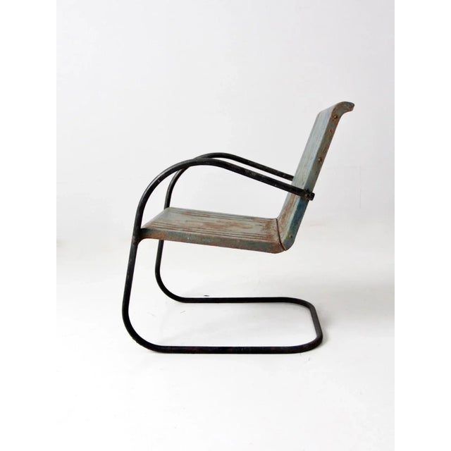 Blue MId-Century Metal Patio Chair For Sale - Image 8 of 11