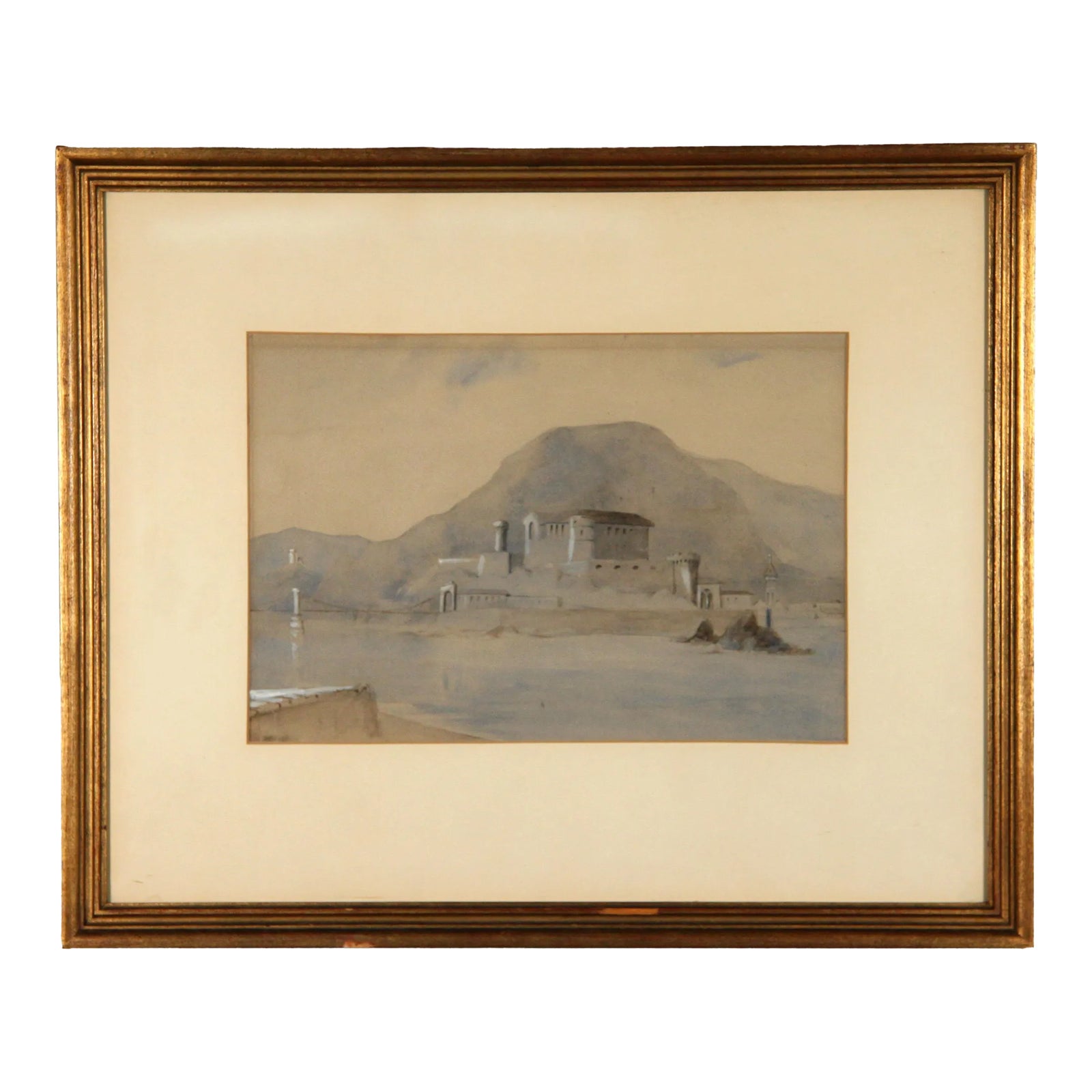 Vintage Arabesque Pastel & Gouche Cityscape Painting