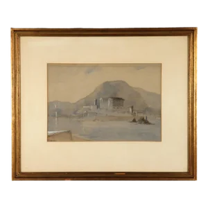 Vintage Arabesque Pastel & Gouche Cityscape Painting
