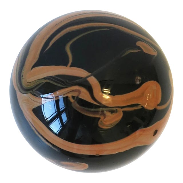1970s Modern Black Art Glass Paperweight or Decorative Object Sphere For Sale