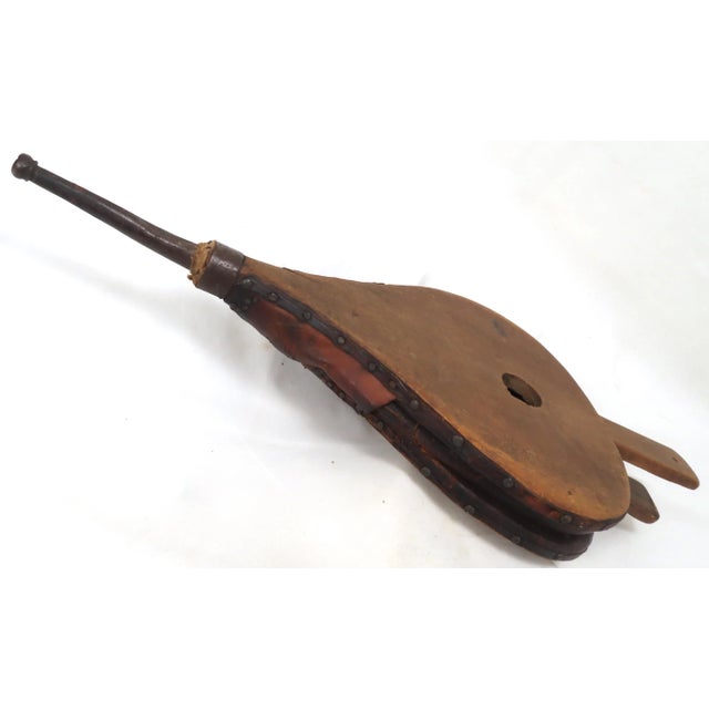 Antique American Primitive Blacksmith Made Fireplace Bellows For Sale - Image 10 of 13