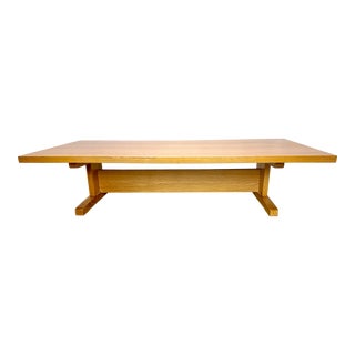 Mid Century Danish Modern Hans Wegner Style Spruce Trestle Coffee Table For Sale