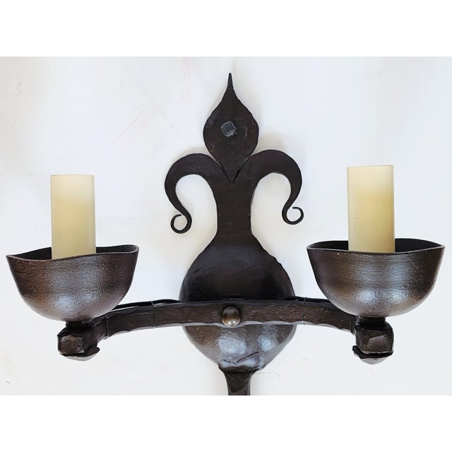 Metal Ironware International Inc. Athena Wrought Iron Wall Sconces-a Pair For Sale - Image 7 of 14