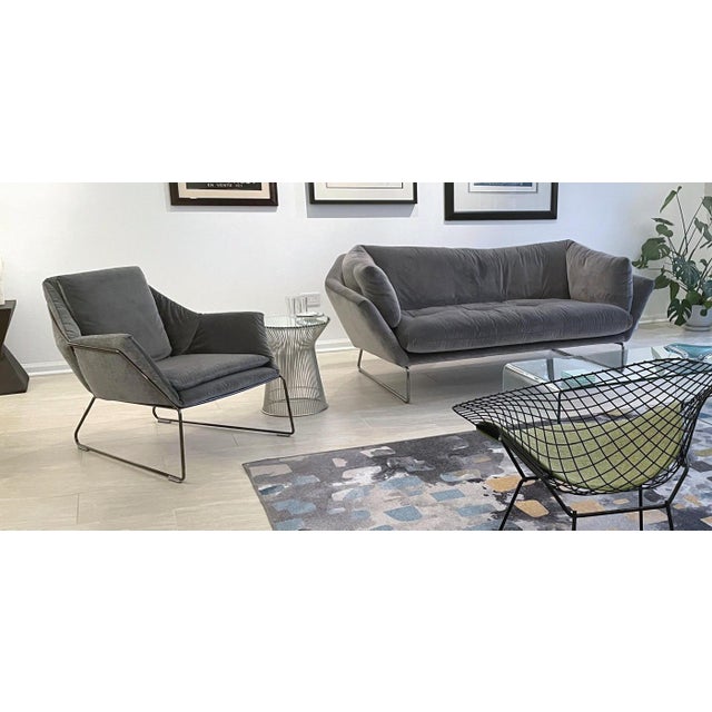 Gray Saba Italia New York Suite Double Chair Sofa Gray Velvet by Sergio Bicego For Sale - Image 8 of 8