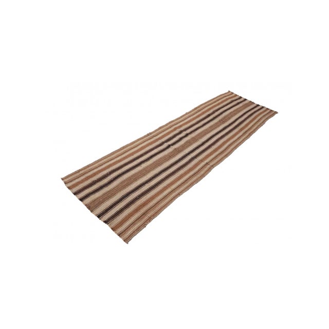 Mid-Century Modern Striped Vintage Brown Kilim Runner - 2`7″ X 8`3″ Ft. For Sale - Image 3 of 6