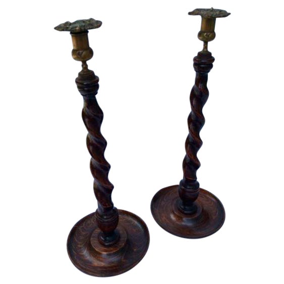 Antique English Barley Twist Candlesticks A Pair Chairish