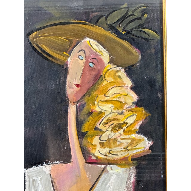Mid 20th Century Maxine Estachy French Portrait Painting For Sale - Image 5 of 6