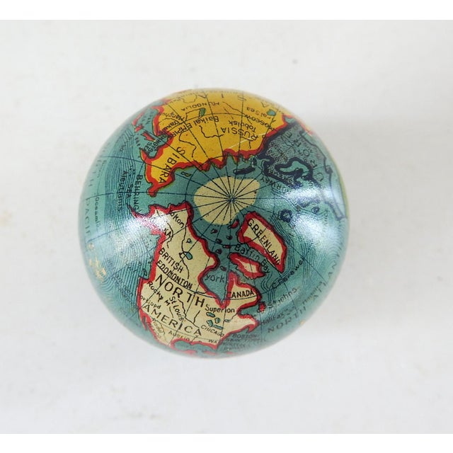 Antique Tin Litho WORLD Globe Miniature PENCIL SHARPENER Made in