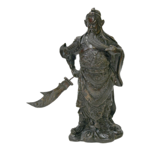 Vintage Bronze Color Metal Guan Yu Zheng Fei General Quan Statue