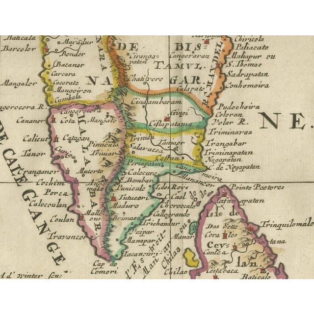 Map of Southern India and Malabar with Inset Map from Sanson, 1705 For Sale - Image 6 of 10