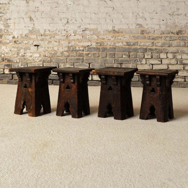 19th Century French Oak Neo Gothic Stool For Sale In Birmingham - Image 6 of 7