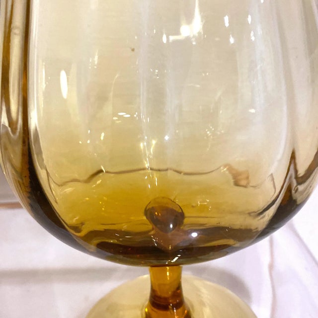 Empoli Vintage Empoli Umber Amber Glass Optic Brandy Snifter For Sale - Image 4 of 5