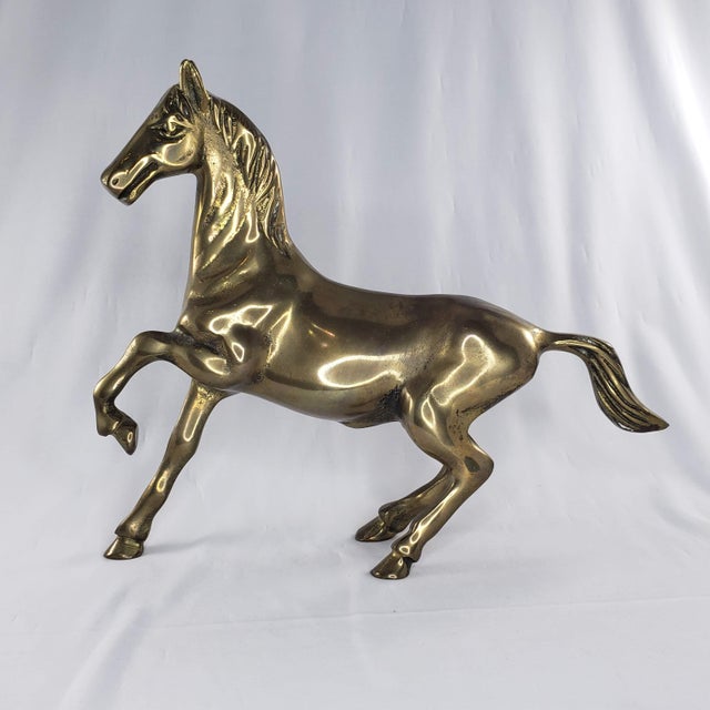 Vintage MidCentury Modern Brass Horse Statue Figure Galloping Mid