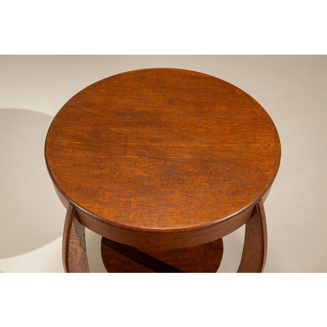 Wood Amsterdam School Side Table in Oak with Curved Legs, 1920s For Sale - Image 7 of 11
