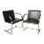 Pair of Mies Van Der Rohe Brno Style Flat Bar Chair in Black Leather, 1990s For Sale