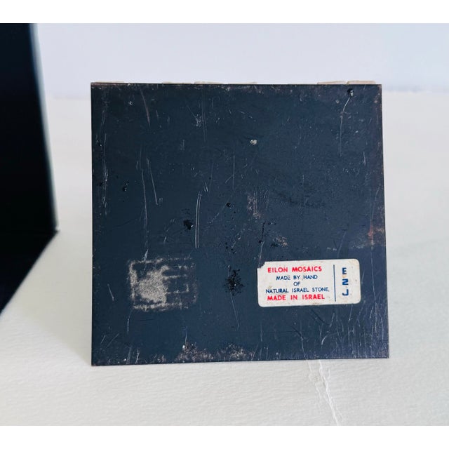 Mid-Century Modern Vintage 1970s Natural Stone & Metal Bookends by Eilon Mosaics Israel, a Pair For Sale - Image 3 of 4