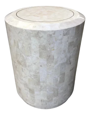 Postmodern Pedestal End Table in Tessellated Stone From Maitland-Smith Philippines