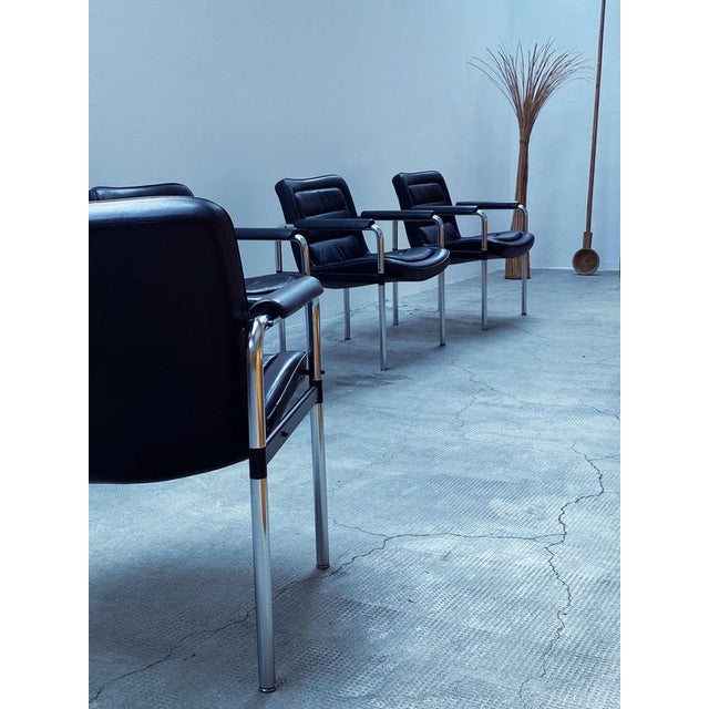 Animal Skin Vintage 8400 Chairs in Leather by Jorgen Kastholm for Kusch & Co., Germany, 1980s, Set of 4 For Sale - Image 7 of 18