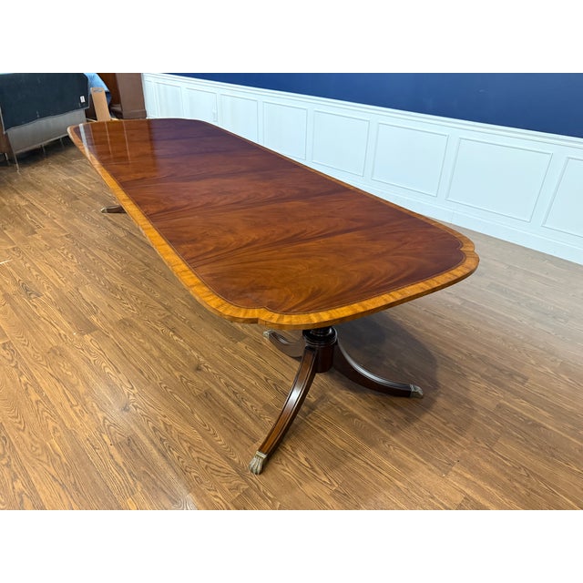 Leighton Hall Furniture Traditional Mahogany Scallop Cornered Dining Table by Leighton Hall - Showroom Sample For Sale - Image 4 of 13