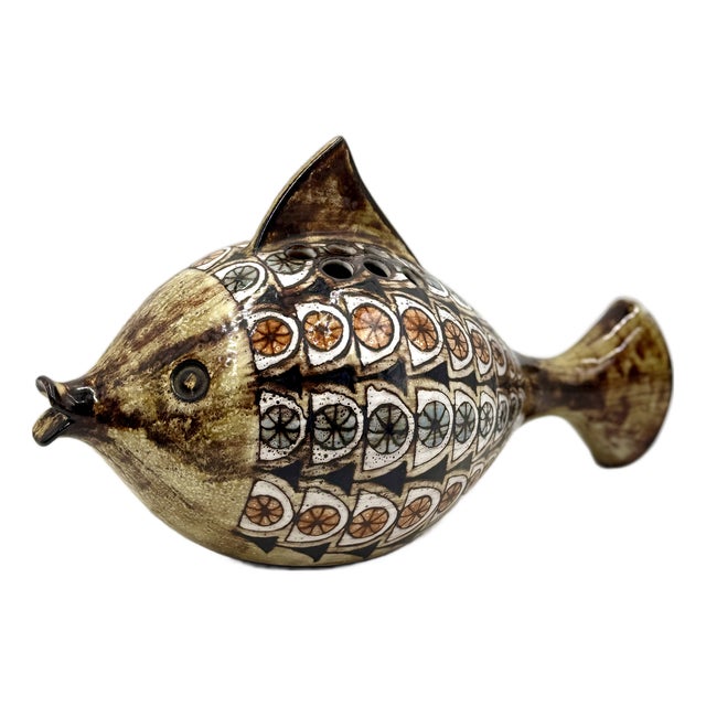 Sunfish Shaped Flower Vase by Jean Claude Malarmey for Vallauris 1970s For Sale