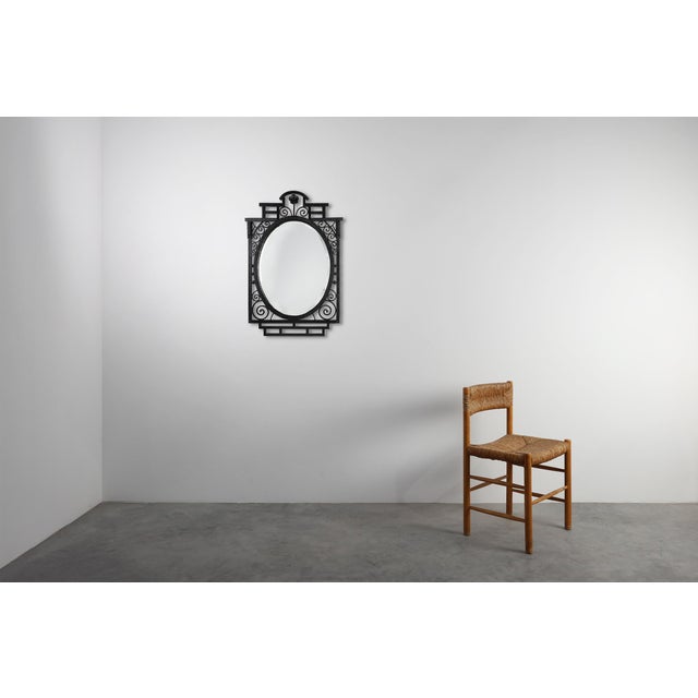 French Art Deco Wrought Iron Mirror, 1920s For Sale - Image 4 of 13