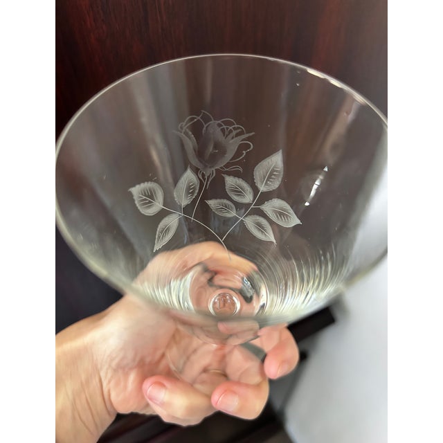 Vintage Rosenthal Shadow Rose 1960’s Crystal Goblets Set of 6 For Sale - Image 9 of 10