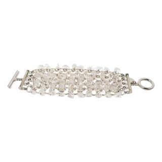 Paco Rabanne Silvered Metal and Quartz Link Bracelet For Sale