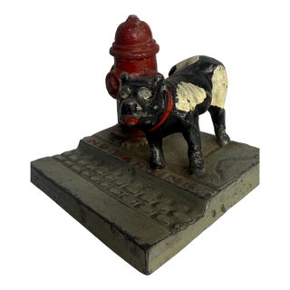 1930s Cast Iron Bully Peeing on a Fire Hydrant For Sale