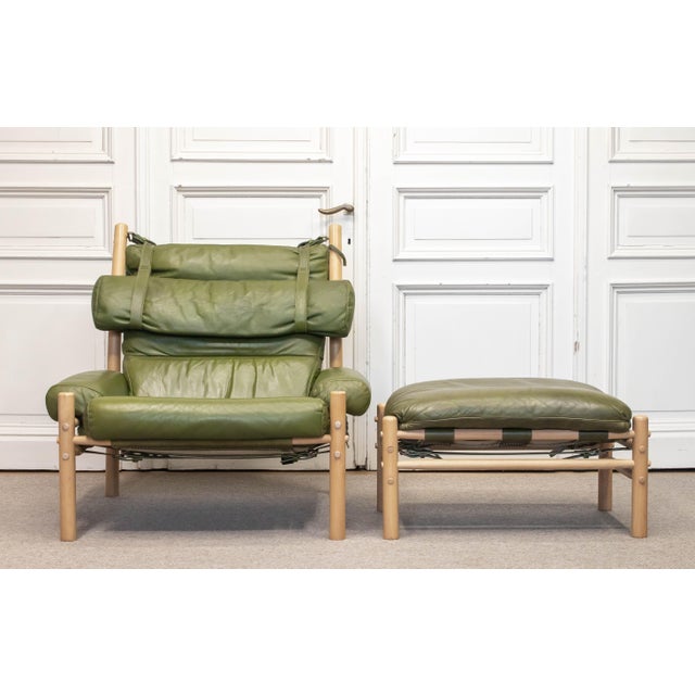 Set of Inca Lounge Chair and Ottoman by Arne Norell for Norell AB, Sweden, 1970s For Sale - Image 11 of 12