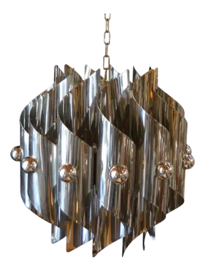 Sciolari Metal Plated 12 Lights Chandeliers, 1952