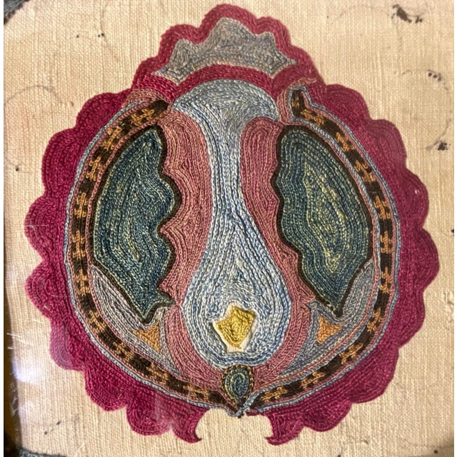 1900 - 1909 Set of Four 19 Century Antique Silk and Cotton Suzani Wall Hanging For Sale - Image 5 of 12