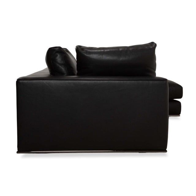Set of Hamilton Corner Sofa in Black Leather and Coffee Table in White Leather from Minotti For Sale - Image 16 of 17