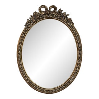 Antique French Louis XVI Gilded Oval Wall Mirror For Sale