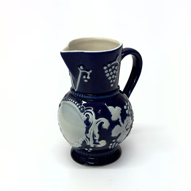 Mid 20th Century Mid-Century Graphic Blue and White Ceramic Pitcher Curation - Group of 5 For Sale - Image 5 of 10