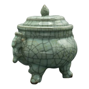 1940s Vintage Art Deco Chinese Celadon Oriental Censer