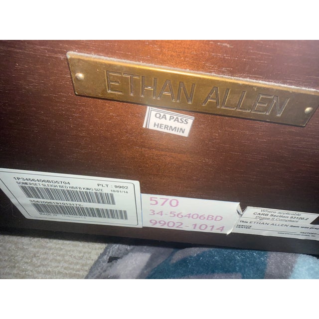 Ethan Allen King Sleigh Bed + 2 Matching Nightstands For Sale - Image 13 of 15