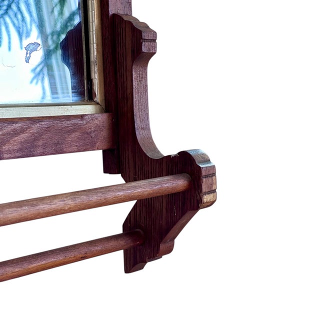 Antique Eastlake-Style Wall Mirror With Towel Bar For Sale - Image 4 of 12