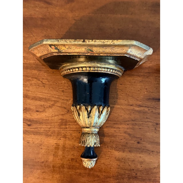 Neoclassical Pair of Ebony and Gilt Neoclassical Style Wall Shelves - For Sale - Image 3 of 12