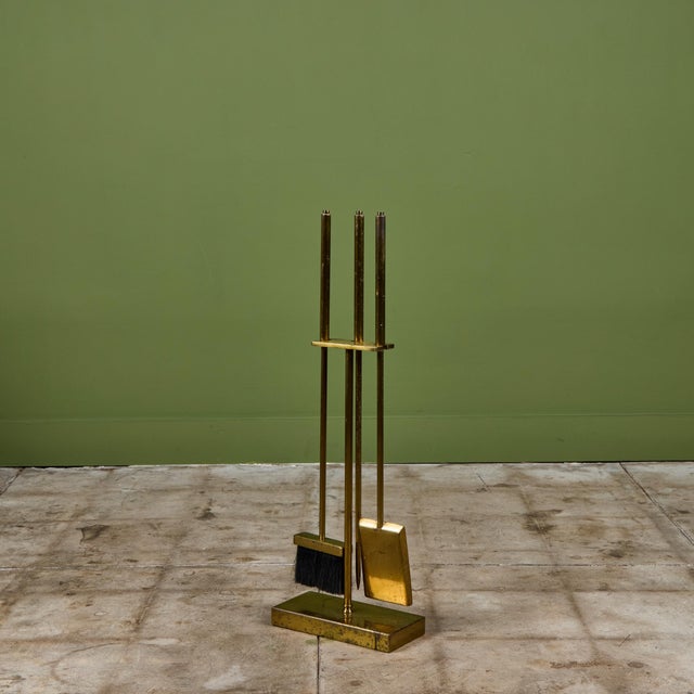 Brass Brass Fireplace Tool Set For Sale - Image 8 of 17