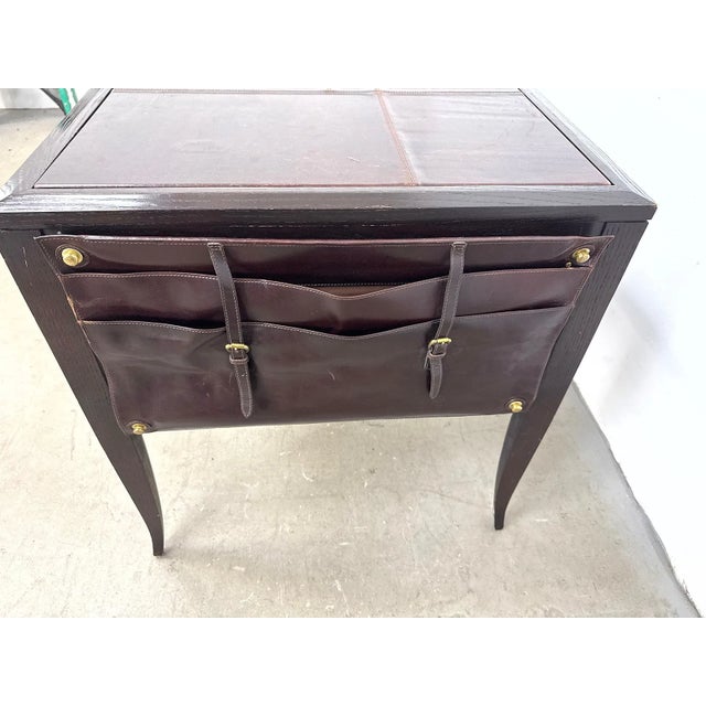 Animal Skin Late 20th Century Eric Brand for Mulholland Brothers Leather Top Campaign Writing Desk For Sale - Image 7 of 12
