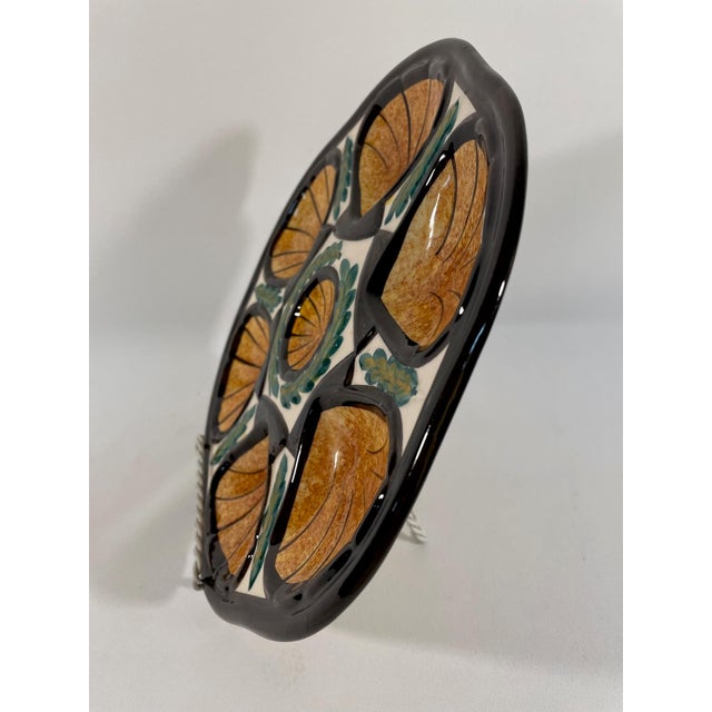 Vintage 1950s French Saint Jean De Bretagne Majolica Oyster Plate For Sale - Image 6 of 18