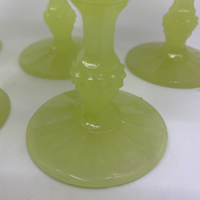 Neon Yellow Uranium Glass Hobnail Goblets - A Set of 6 For Sale - Image 9 of 12