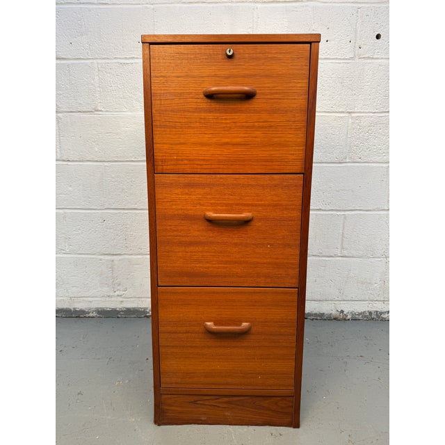 Mid-Century Danish Modern three-drawer filing cabinet by BRDR Furbo, a fine example of Scandinavian craftsmanship and...