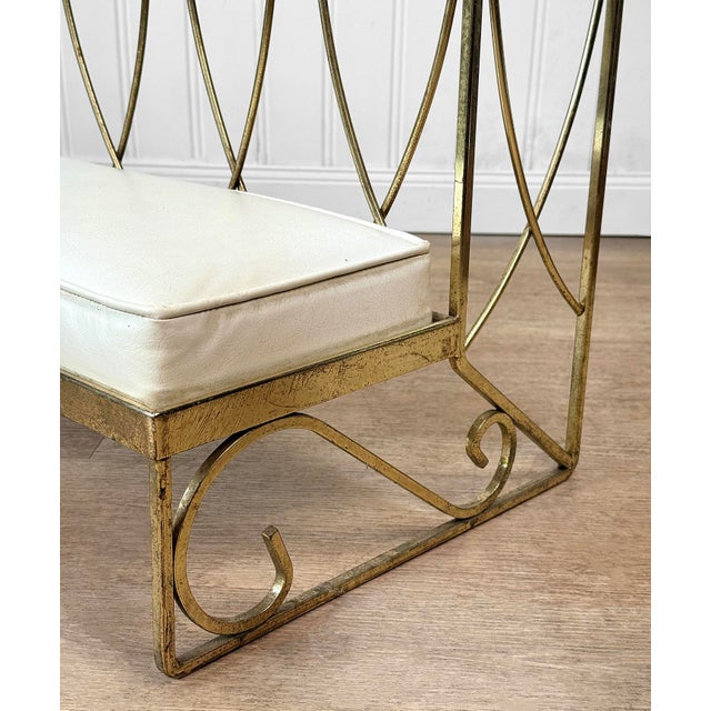Mid-Century Brass & White Vinyl Sculptural Alter Kneeling Bench For Sale - Image 10 of 10
