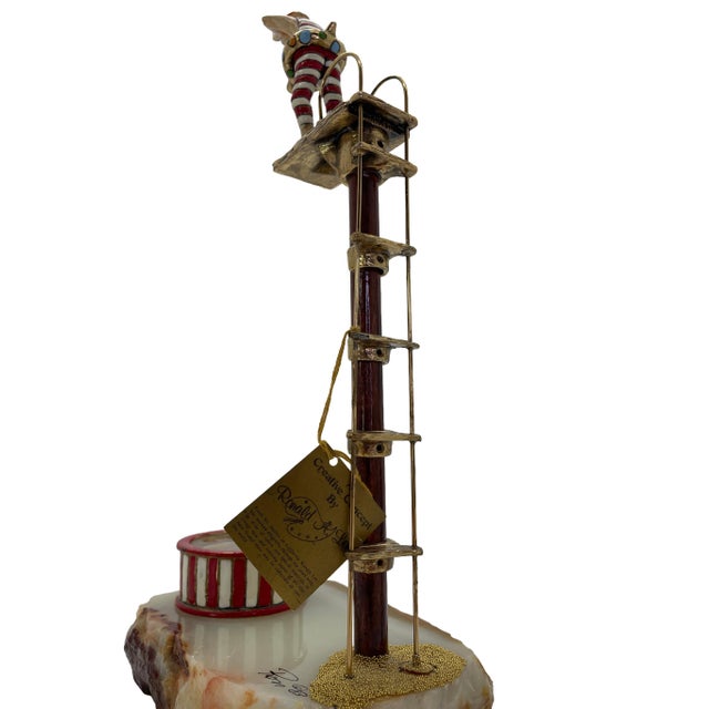 Signed Ronald A. Lee 24k Gold-Plated Clown High Diver Sculpture on Onyx Base, 1983 For Sale - Image 4 of 12